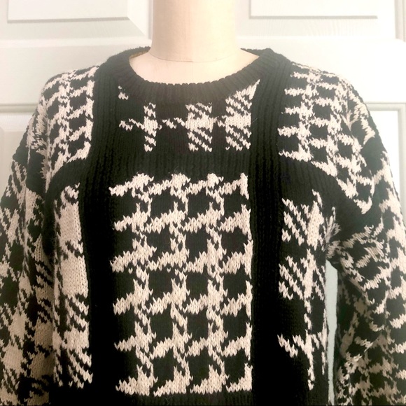 VTG ‘90s Adrienne Vittadini Sport Houndstooth Design Ramie Cotton Sweater Sz S - Picture 11 of 12
